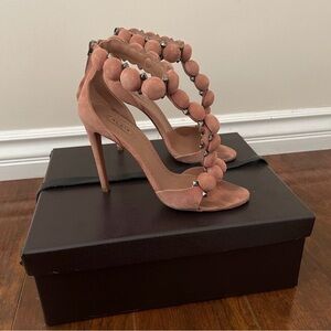Alaia La Bombe Sandals in Mauve Pink Suede T Strap size 41